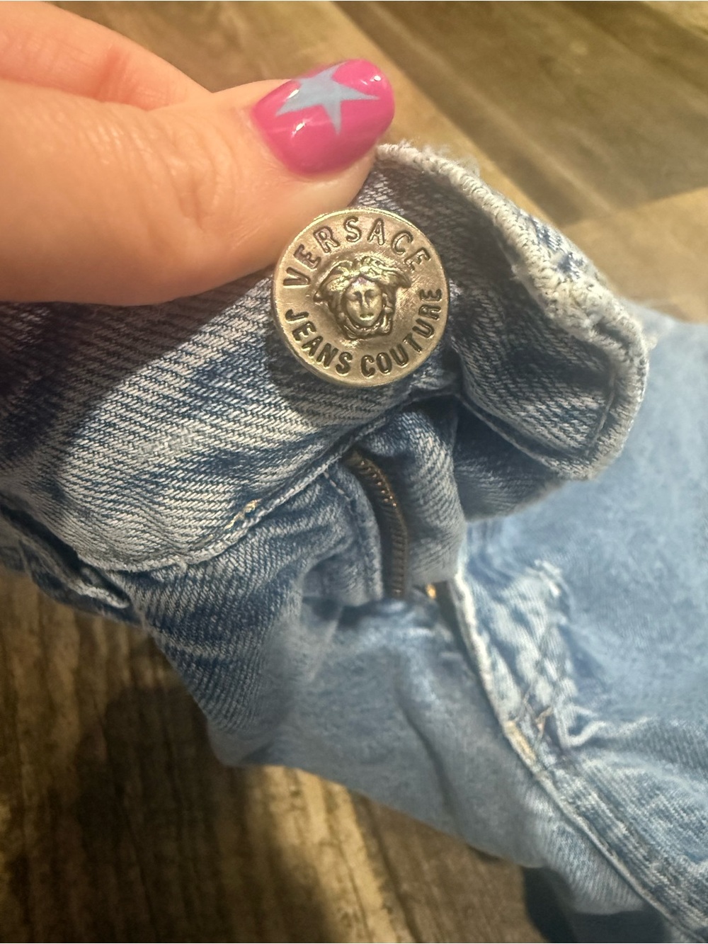 Versace Light Blue Denim Jeans with Navy Label (FLAW)